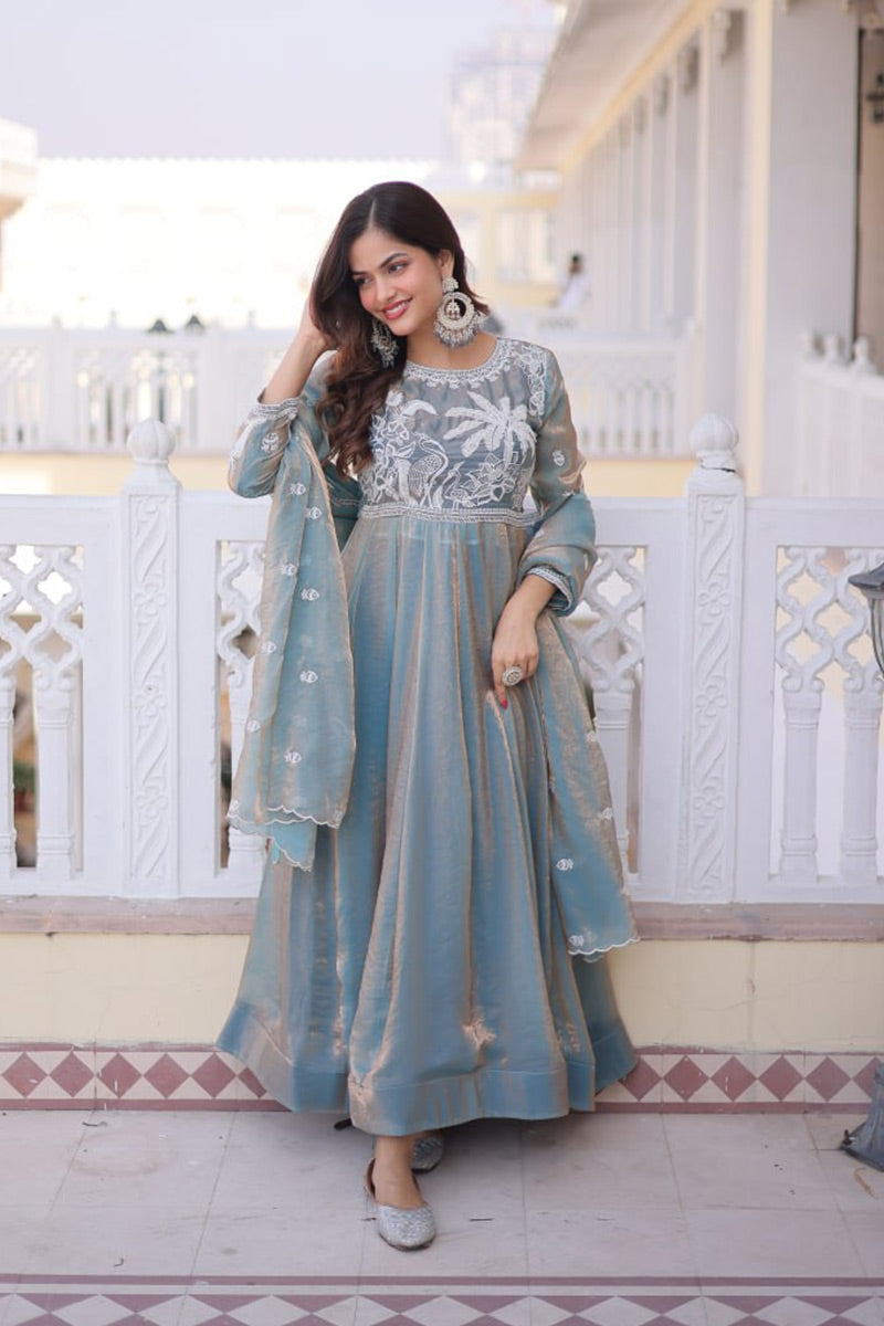 Pink Embroidered Anarkali Dress UK | Elegant Festive Ethnic Gown with Dupatta PR