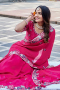 Designer Pink Party Wear Saree UK | Traditional Indian Embroidery RTI