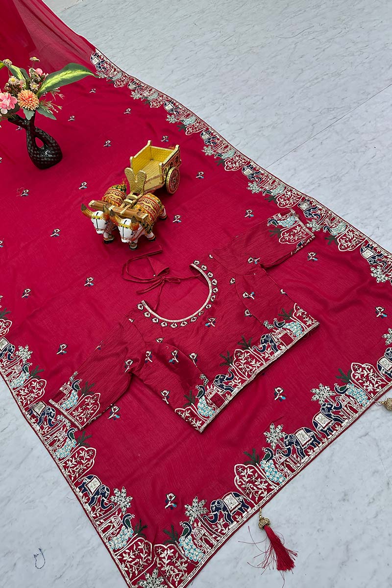 Designer Pink Party Wear Saree UK | Traditional Indian Embroidery RTI