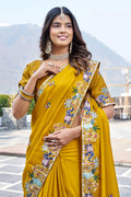 Yellow Ethnic Saree UK | Traditional Embroidery & Designer Border RTI