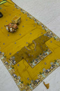 Yellow Ethnic Saree UK | Traditional Embroidery & Designer Border RTI