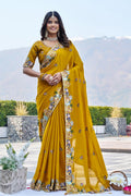Yellow Ethnic Saree UK | Traditional Embroidery & Designer Border RTI