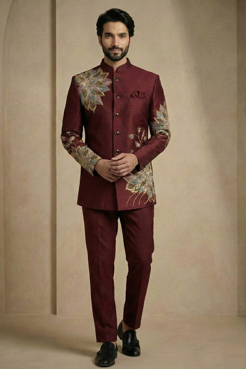 Dark Maroon Jodhpuri Suit for Men | Premium Readymade Ethnic Wear RTI