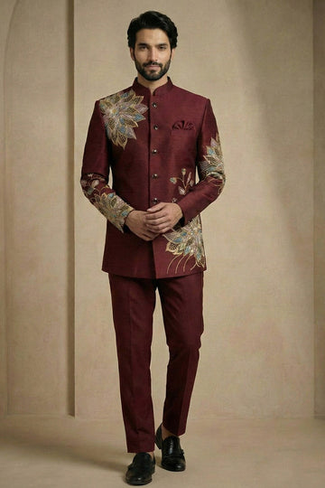 Dark Maroon Jodhpuri Suit for Men | Premium Readymade Ethnic Wear RTI