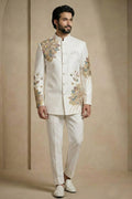 Classic White Jodhpuri with Embroidered Work – Men’s Wear RTI
