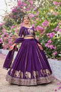 Festive Outfit – Purple Elephant Embroidered Lehenga & Choli RTI