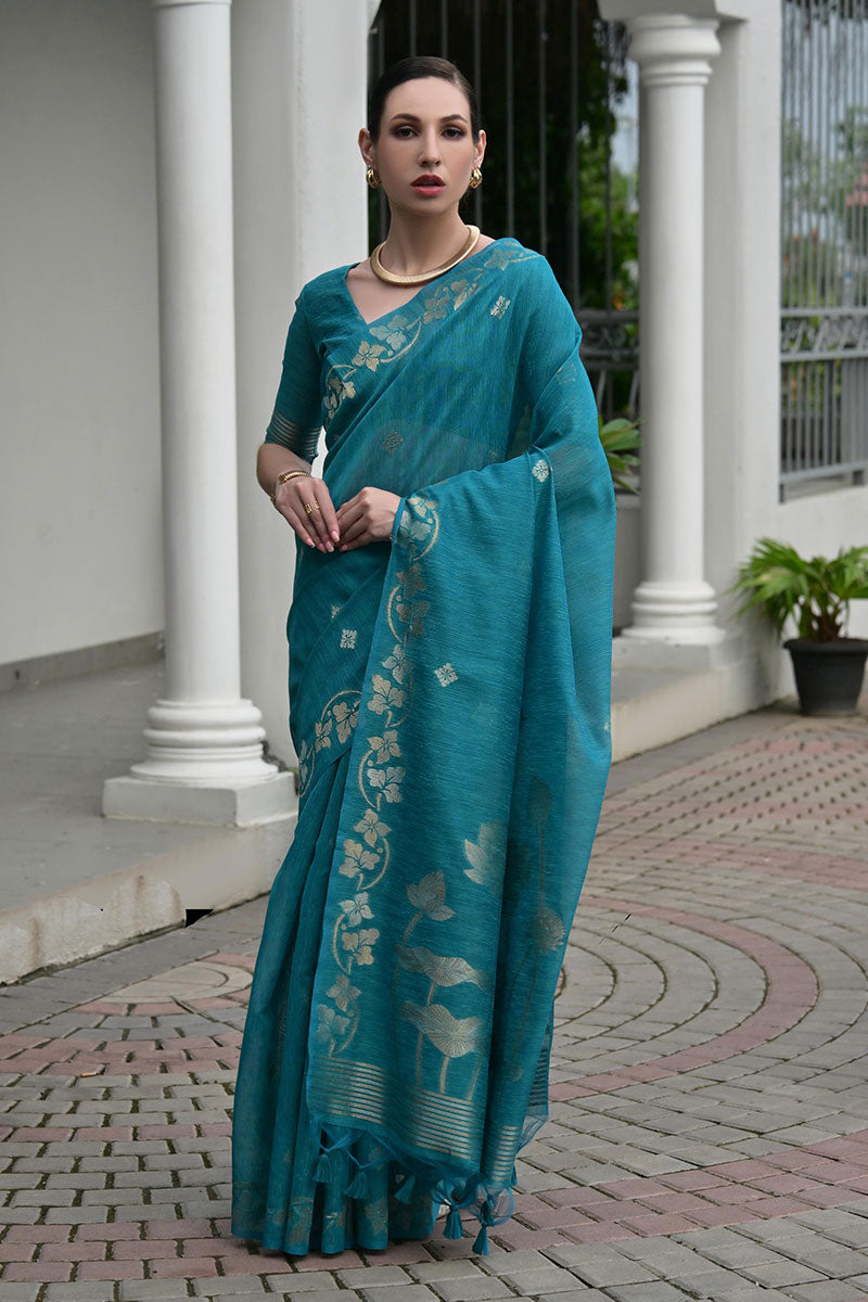 Classic Festive wear Saree UK | Traditional Floral Woven Saree RTI