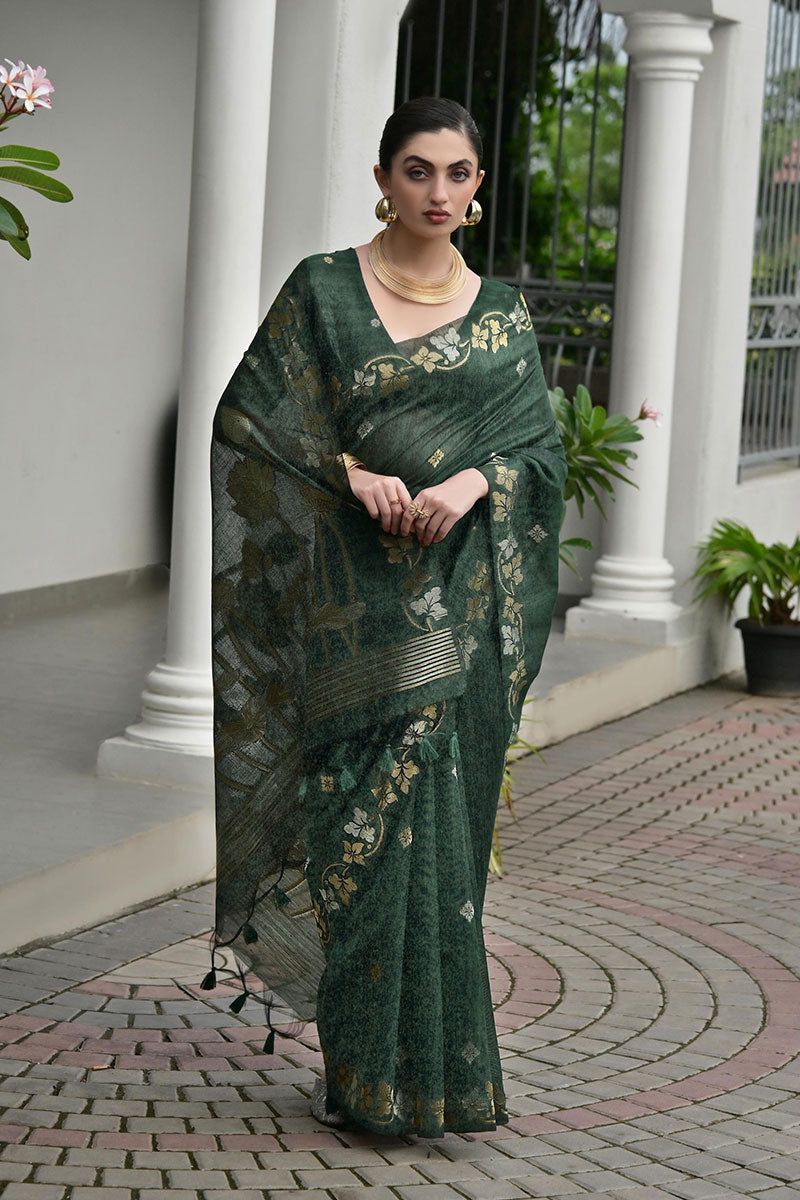 Classic Festive wear Saree UK | Traditional Floral Woven Saree RTI