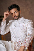 Premium White Silk Indo-Western Sherwani Jacket Set RTI