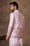 Light Pink Silk Indo-Western Jacket Set for Weddings RTI