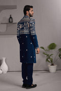 Royal Blue Floral Indo-Western Set | Designer Wear for Occasions RTI