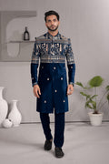 Royal Blue Floral Indo-Western Set | Designer Wear for Occasions RTI