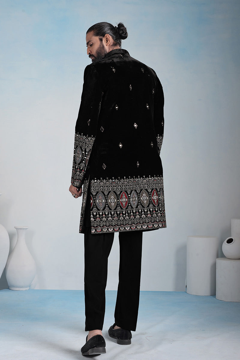 Luxury Black Embroidered Indo-Western Suit Set | Festive wear RTI