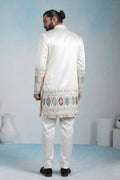 White Regal Indo-Western Embroidered work Jacket Ensemble RTI