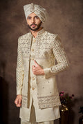 White Regal Indo-Western Embroidered work Jacket Ensemble (Copy) RTI