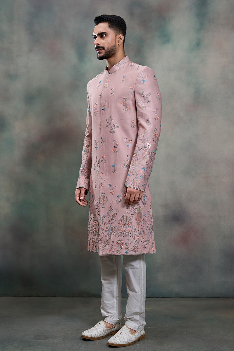 Elite Pink Designer Indo-Western Sherwani Set RTI