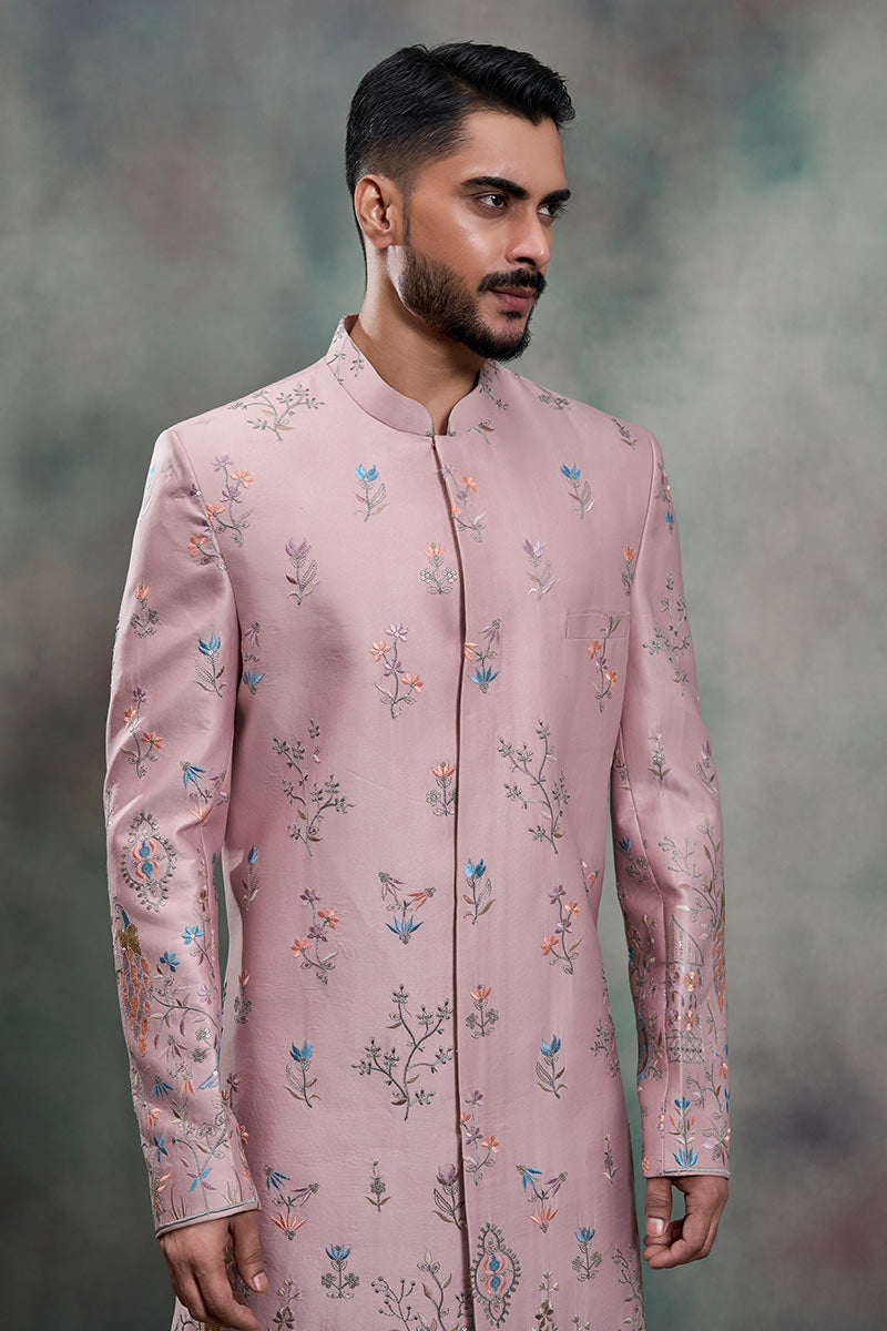 Elite Pink Designer Indo-Western Sherwani Set RTI