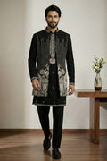 Black Festive Wear Embroidered Indo-Western Suit Set RTI