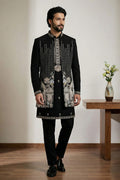 Black Festive Wear Embroidered Indo-Western Suit Set RTI
