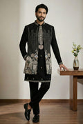 Black Festive Wear Embroidered Indo-Western Suit Set RTI