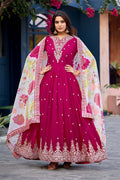 Pink Ethnic Georgette Gown with Dupatta – Women’s Indian Outfit RTI