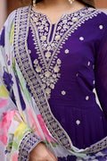 Elegant Purple Gown with Printed Dupatta – Women’s Occasion Wear RTI