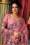 Premium Pink Warli Print Cotton Saree UK | Traditional Tribal Border & Pallu RTI