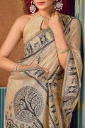 Tribal Grace – Cream Cotton Drape | Traditional wear RTI