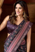 Royal Black Motif Saree in Deep Emerald With Jacquard Border RTI