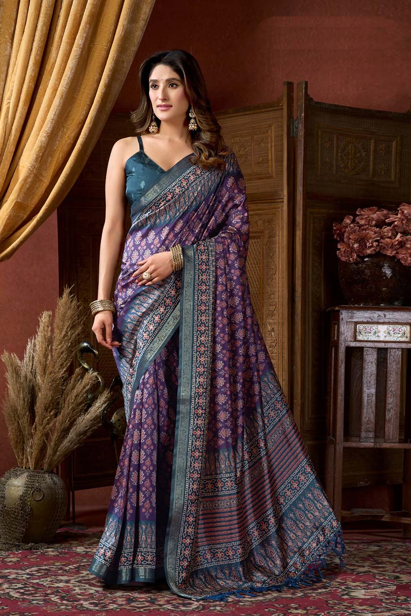Classic Festive Edit – Purple & Teal Saree | Festive wear RTI