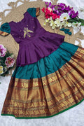 Mini Maharani – Traditional Jacquard Collection | Teal & Purple Lehenga choli RTI