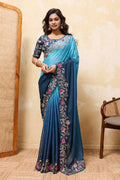 Premium Multi Color Festive Saree UK | Embroidered Floral Border & Elegant Pallu RTI