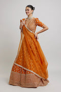 Orange Lehenga Choli UK | Embroidered Floral Work & Elegant Dupatta RTI