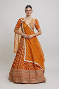 Orange Lehenga Choli UK | Embroidered Floral Work & Elegant Dupatta RTI