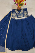Blue Wedding & Festive Lehenga Choli | Embroidered Border Dupatta RTI
