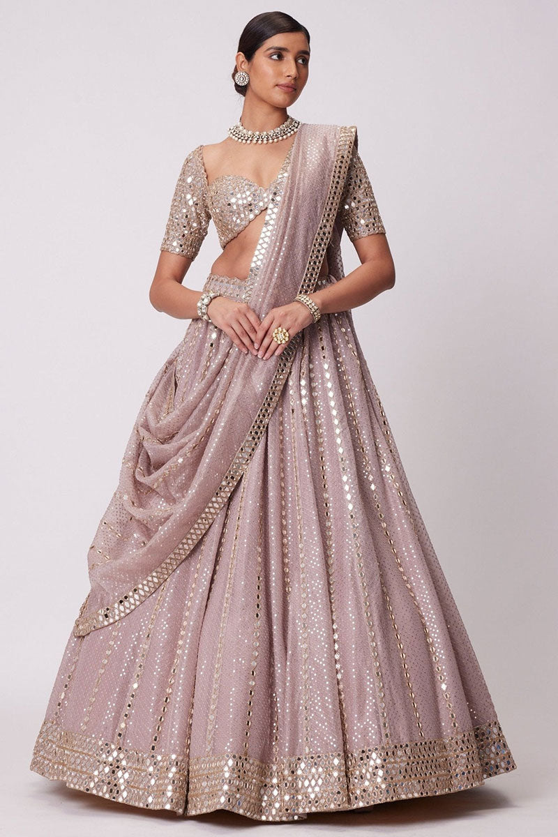 Ash Pink Ethnic Lehenga Set UK | Hand Embroidered Festive Outfit RTI