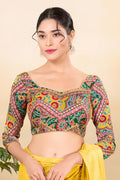 Multi color Paisley Printed Saree Blouse UK | Elegant Festive Wear RTI