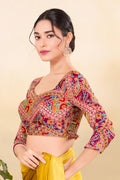 Designer Multi color Printed Blouse UK | Elegant Ethnic Crop Top RTI