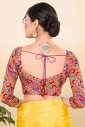 Designer Multi color Printed Blouse UK | Elegant Ethnic Crop Top RTI