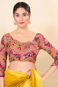Designer Multi color Printed Blouse UK | Elegant Ethnic Crop Top RTI