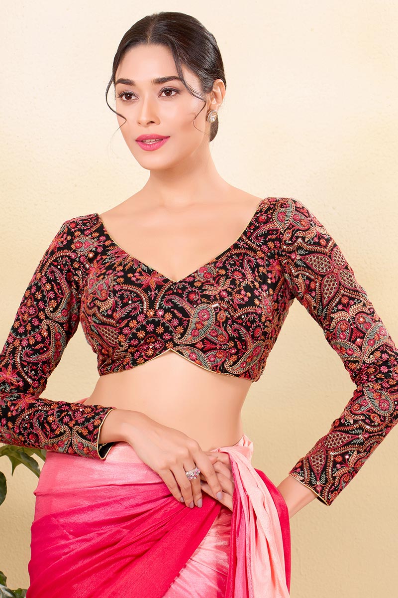 Festive Saree Blouse UK | Multi color Printed Ready-Made Blouse RTI