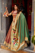 Peach Pink Silk Lehenga Set UK | Heritage Floral Dupatta & Festive Bridal Wear RTI