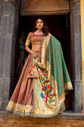 Peach Pink Silk Lehenga Set UK | Heritage Floral Dupatta & Festive Bridal Wear RTI