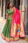Green Silk Lehenga UK | Embroidered Festive Traditional Wear RTI