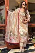 Ivory Tropical Embroidered Salwar Set UK | Flamingo & Palm Print RTI