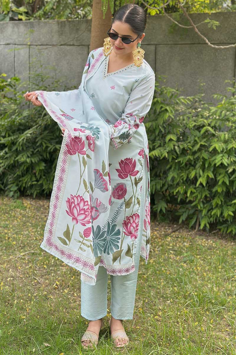 Sky Blue Churidar Set UK | Eid & Wedding Guest Outfit RTI