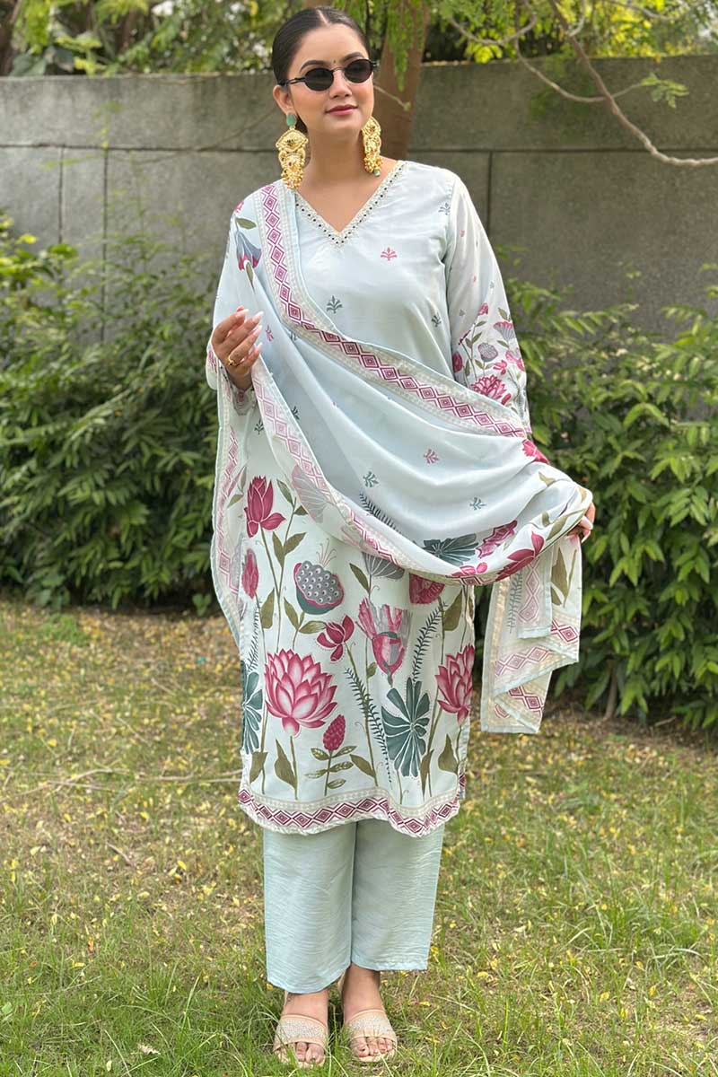 Sky Blue Churidar Set UK | Eid & Wedding Guest Outfit RTI