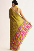 Yellow party wear UK | Contrast multi color geometric blouse RTI