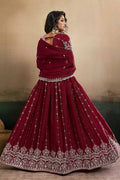 Maroon Embroidered Lehenga UK | Elegant Floral Border & Festive Dupatta RTI