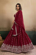 Maroon Embroidered Lehenga UK | Elegant Floral Border & Festive Dupatta RTI